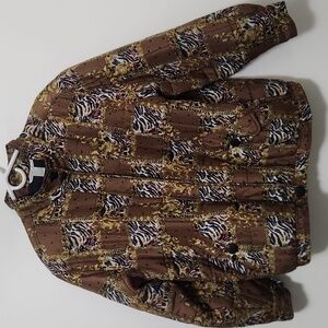 Vintage 80's Ana and Frank 100% Silk Animal Print Bomber Jacket Women's Size M